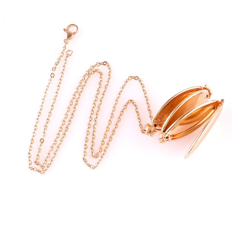 Fashion Album Box Necklaces Magic 4 Photo Pendant Memory Floating Locket Necklace Oval Flower Flash Box No Photos