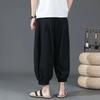 Plus Size Summer Cotton Linen Shorts Men Baggy Wide Leg Casual Capris Pants Male Sport Running Shorts Oversize Chinese Loose Straight Linen Pants