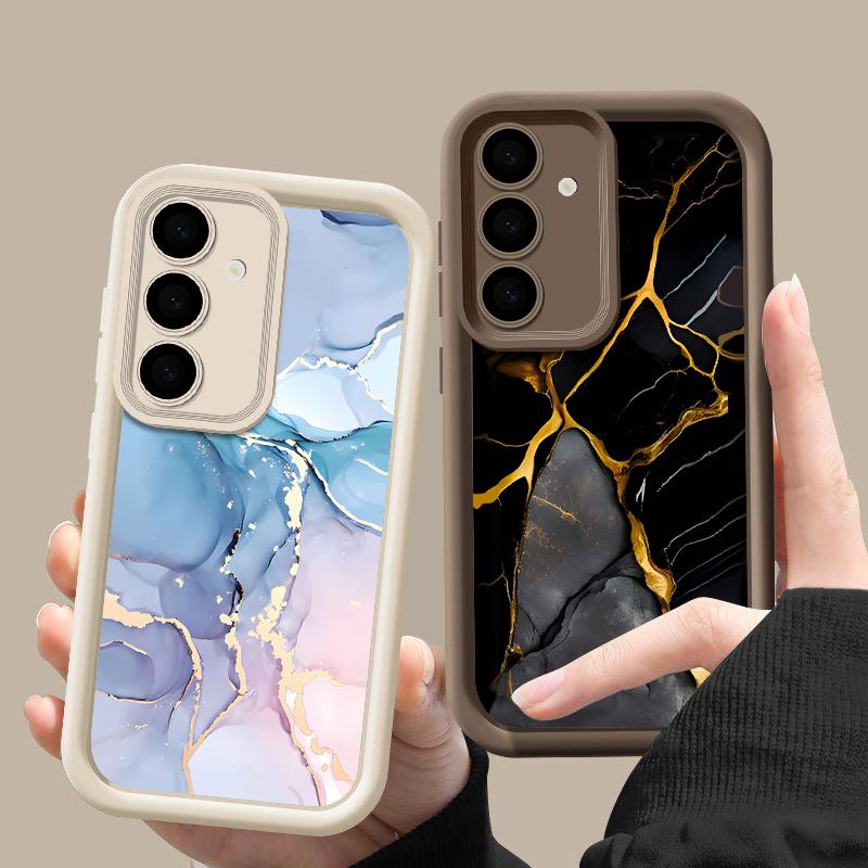 Color Marble Texture Print Case For Samsung S24 FE S23 S22 Ultra A16 A55 A15 A35 A54 A34 A25 A14 Soft Matte TPU Shockproof Lens Protection Phone Cover