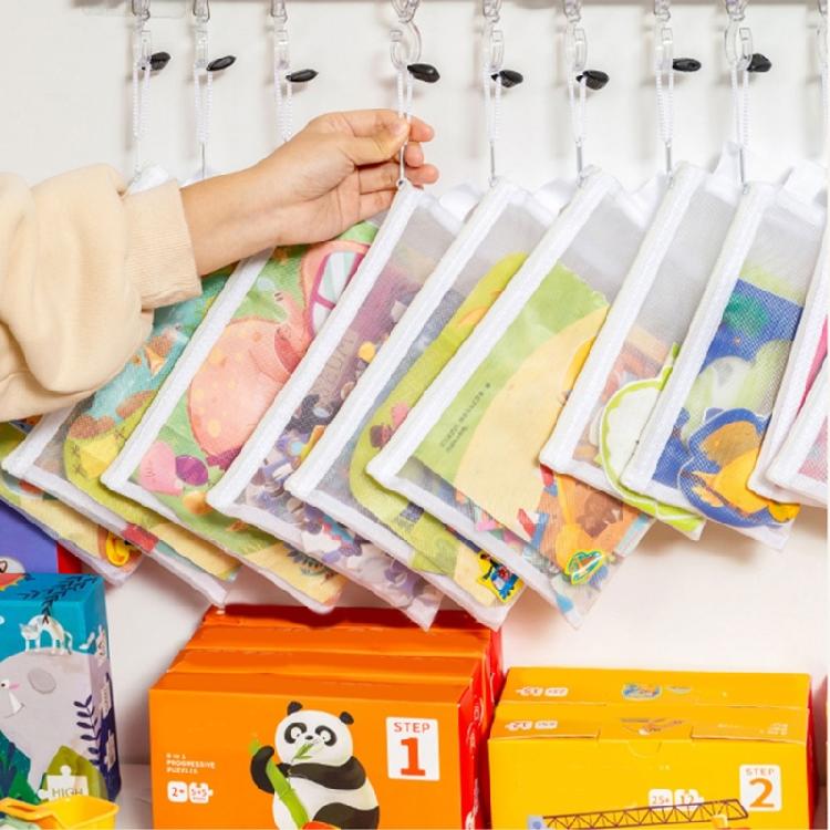 Mesh Sorting Pouches For Building Blocks Puzzle Zippered Closure Transparent Storage Solution For Small Toy