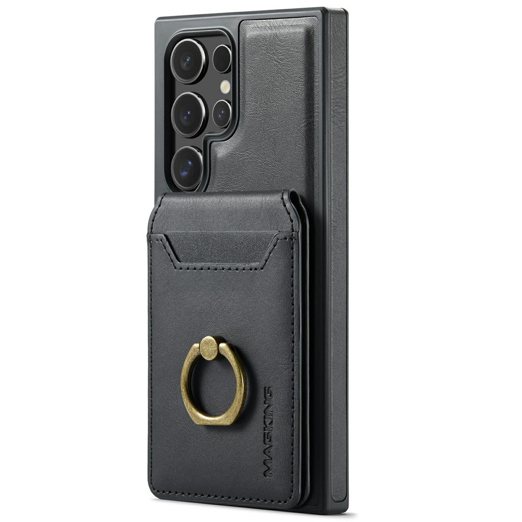 For Samsung Galaxy S25 Ultra Magnetic Case PC+TPU+PU Phone Cover with Card Holder
