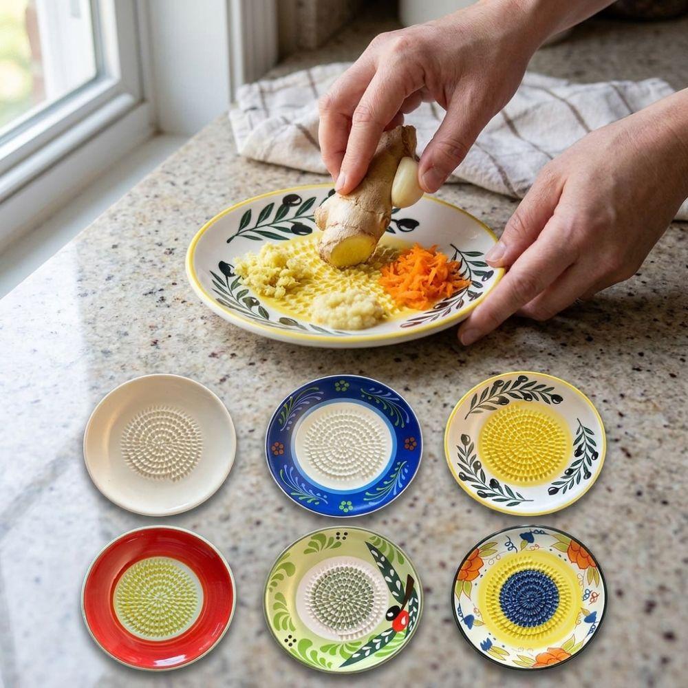 Non-Slip Garlic Grater Plate Efficient Seasoning Grater Plate Ginger Grating Dish Herb Stripper