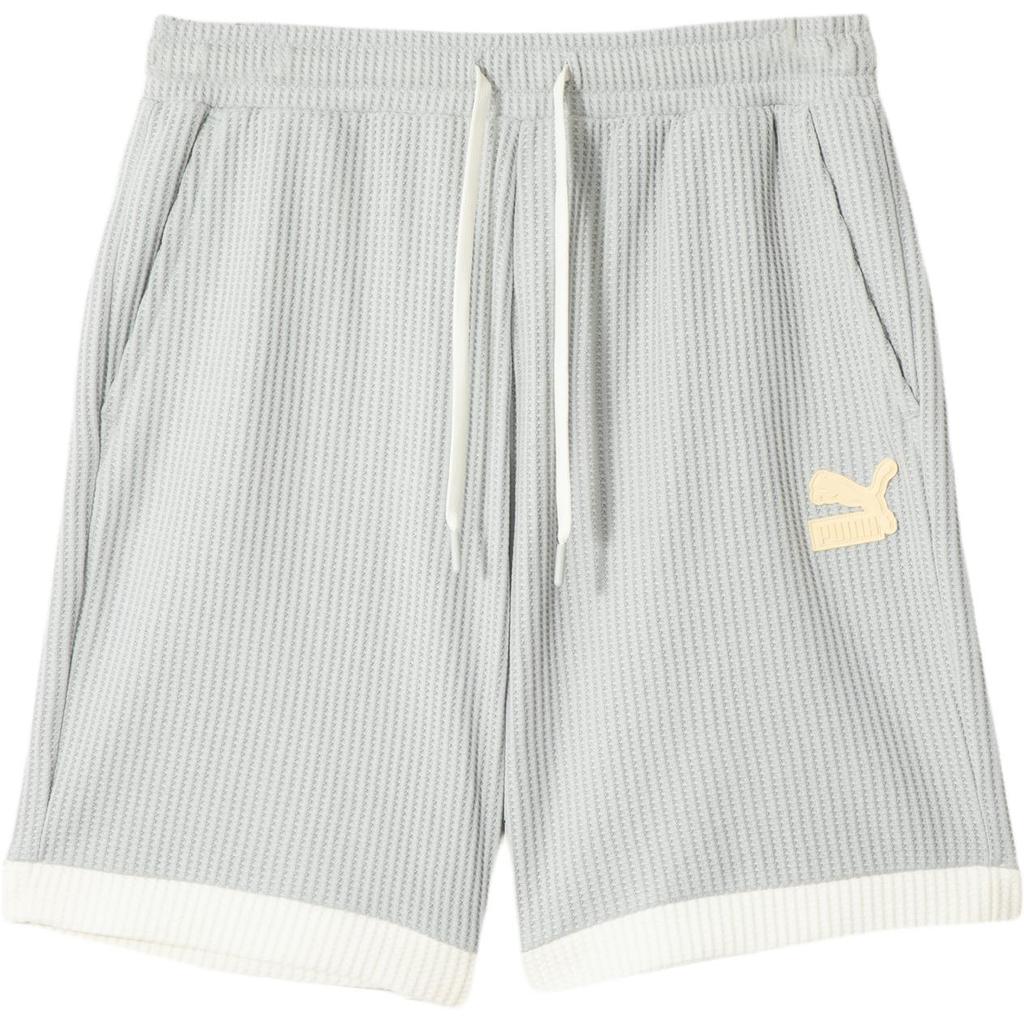 Puma Personality 3D Brand Logo Waffle Soft Comfortable Casual Shorts Unisex shorts Light-Gray 628452-10