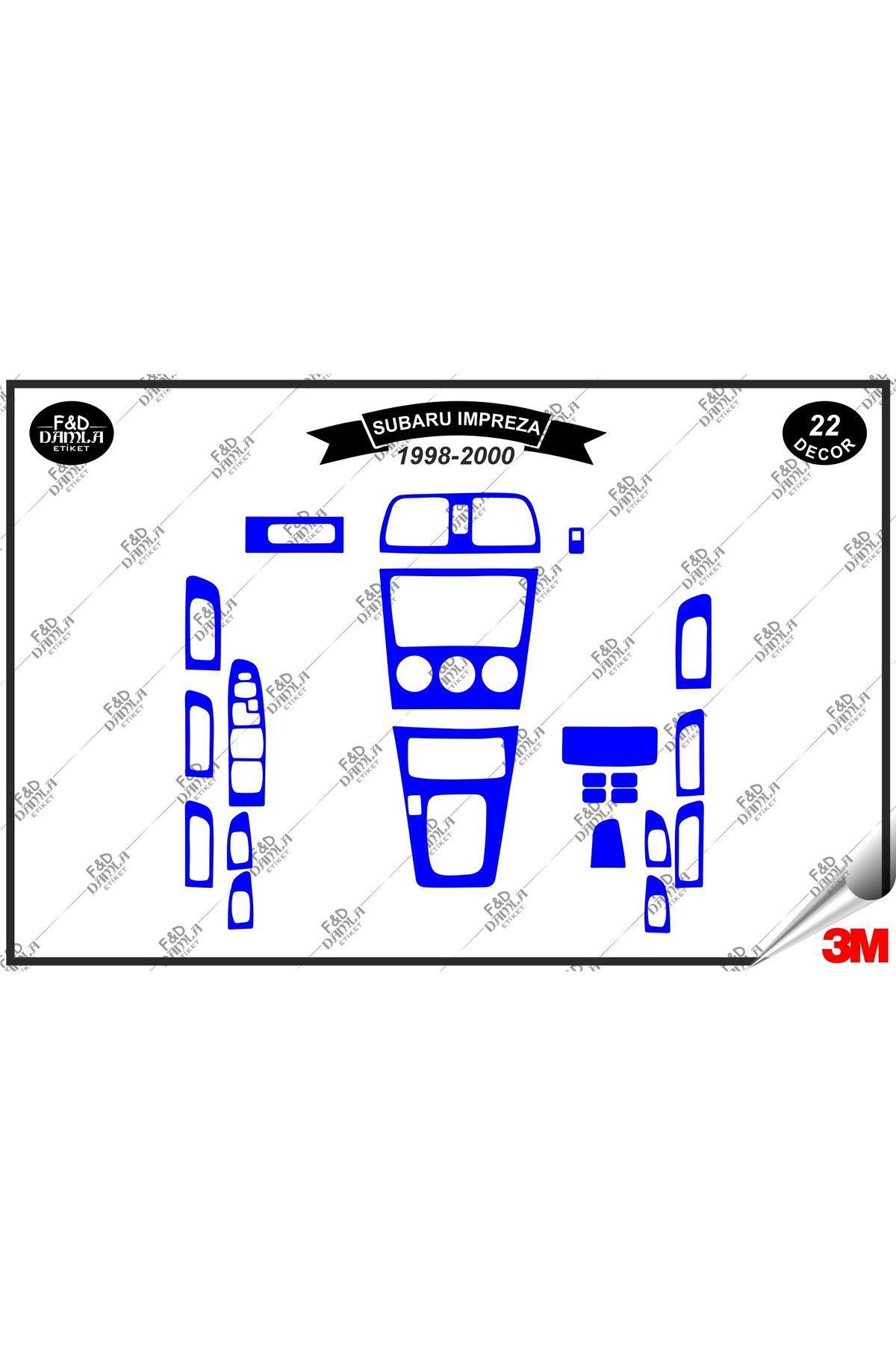 

Subaru Impreza 1998-2000 Torpido Konsol Trim Göğüs Maun Kaplama Set 22 Parça Mavi