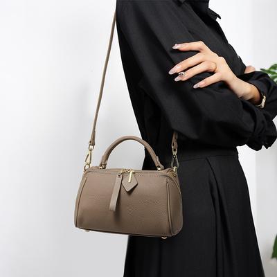 Bolsa de mão feminina de couro genuíno de alta qualidade, bolsa simples e elegante de ombro único e transversal