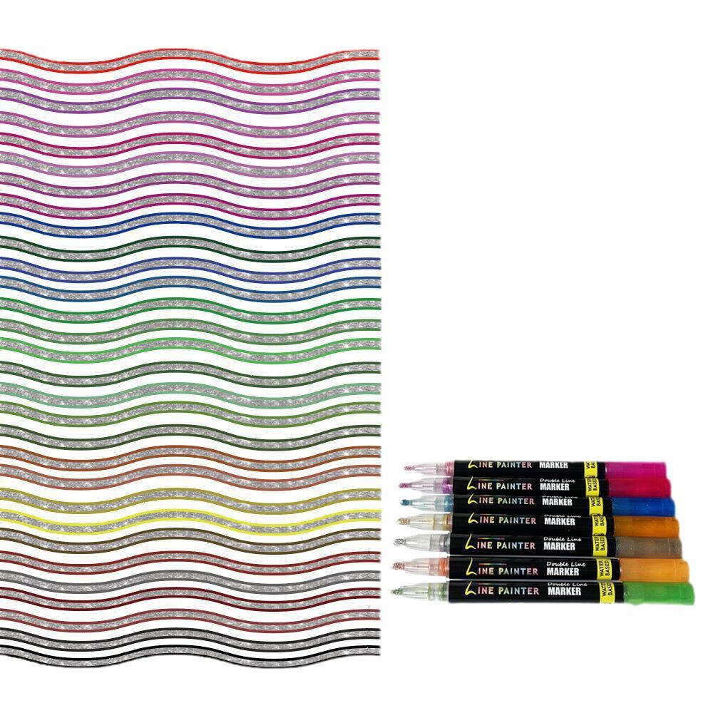 Traum-Doppellinien-Metall-Umriss-Tagebuchstift - 36 fluoreszierende Farben