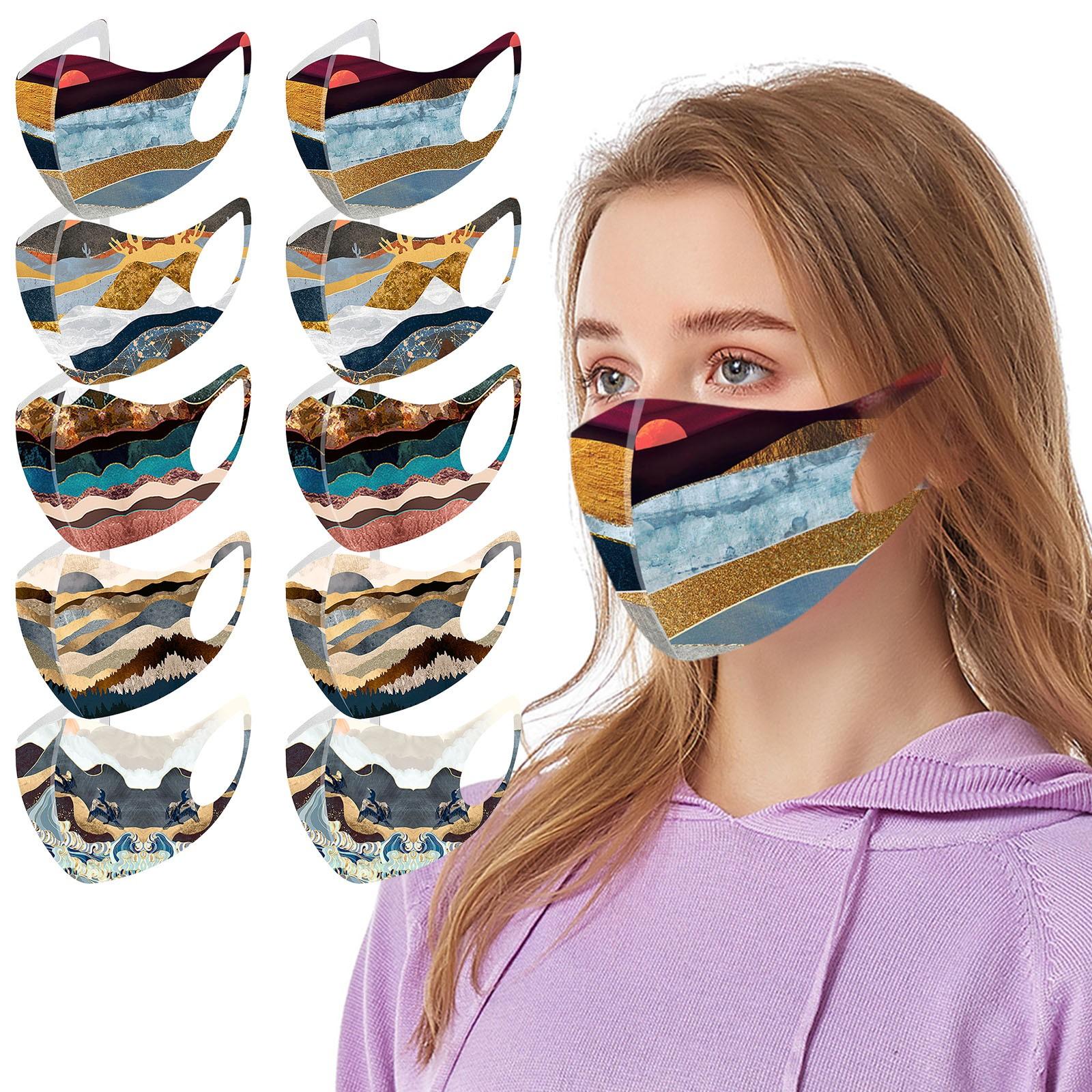 

10PCS Взрослый Печать Защита лица Маска Washable Earloop маска