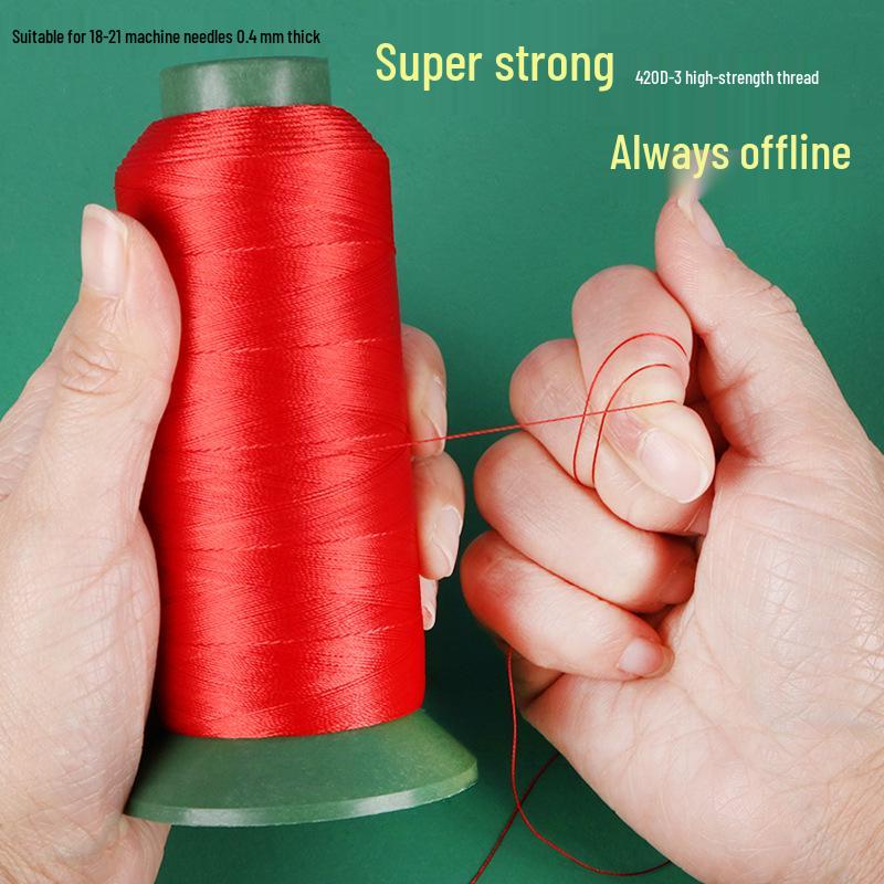 3-Κλωνο νήμα ραψίματος από νάιλον δέρμα mercerized υψηλής αντοχής 420D - Μεγάλο καρούλι, Παχύ λευκό νήμα για ραπτομηχανές
