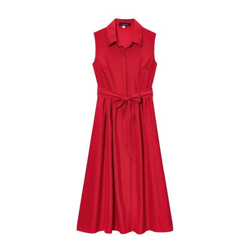 

European American Women s Clothing Summer Slimming Belt-style Sleeveless Dress L червоний