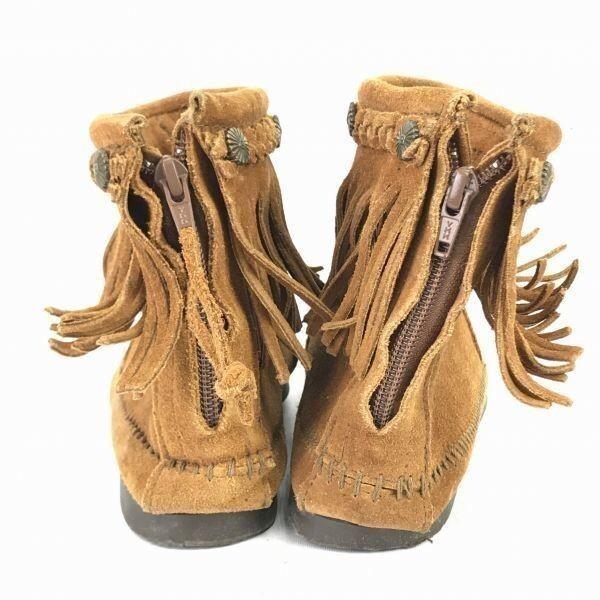 Minnetonka Wildleder High Top Stiefel mit Fransen und Reißverschluss hinten Braun 24.0(GEBRAUCHT)