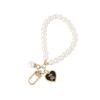Pearl Car Alloy Keychain with Creative Bear & Heart Charm Accessory for Bags & Earphone Cases