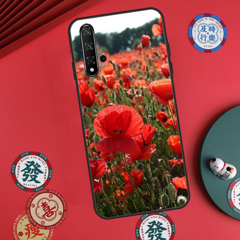

Poppy Flower Bloom For Huawei Nova Y60 Y70 Y90 Y72 Y73 Y61 Y91 7i 8i 11i 12i 12s 9 10 SE P20 P30 P40 Lite Case Huawei P40 Lite 4G