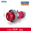 IP67 Waterproof Industrial Angled Plug Socket, 16A/32A, 3-Core, 4-Wire, 5-Pin, Flush Mount, Not Explosion-Proof