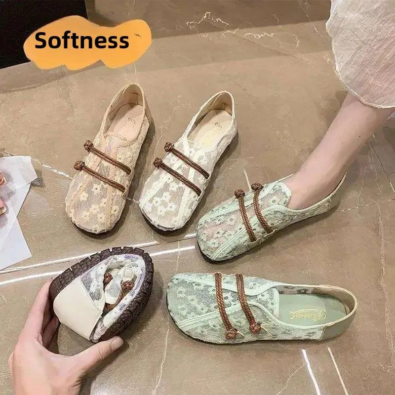 Fashion Summer Leisure Lace Hollow Out Fishing Boat Shoes Women's New Style 2025 Breathable Anti-slip Lightweight Flat Footwear