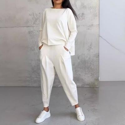 Spring and Autumn Women's Irregular Design Long Sleeve Sweatshirt Harlequin Pant Suit