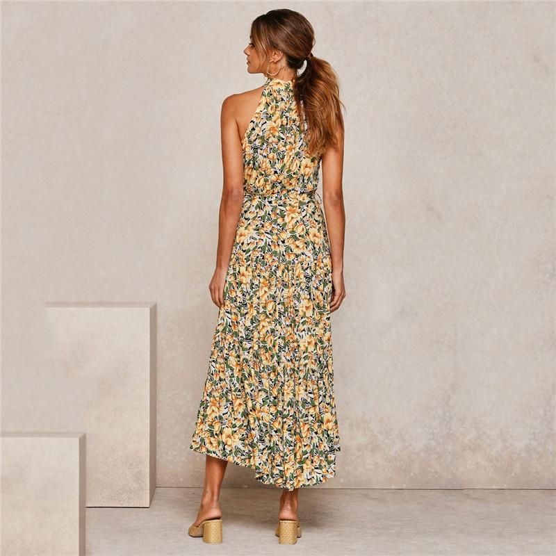 GMXIA Summer 13 Color Halter Print Polka Dot Lace-up Dress Long Sleeveless Dress