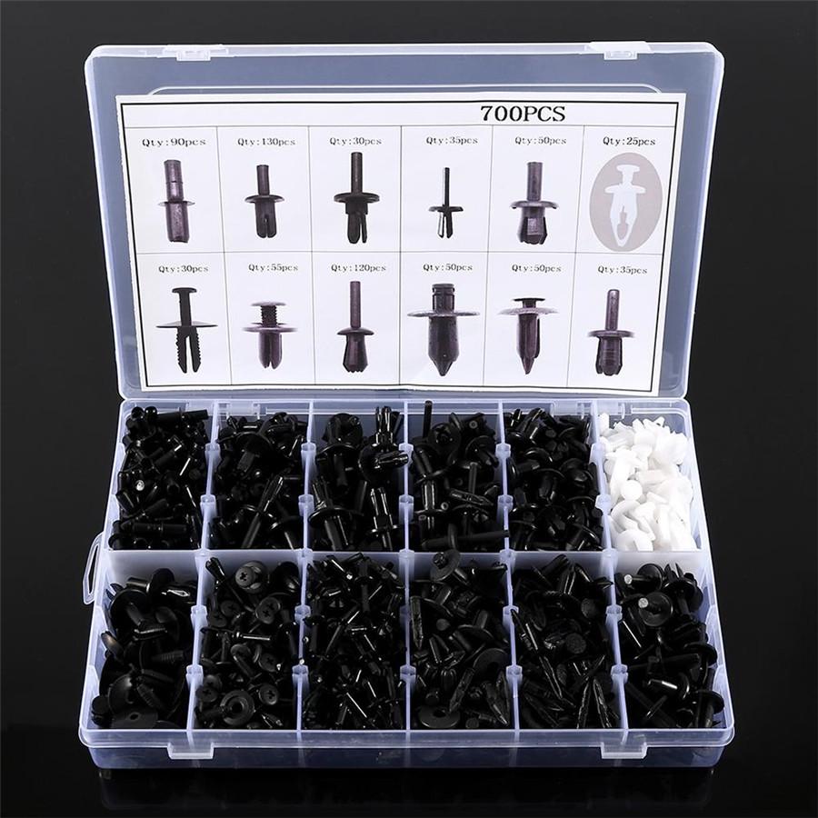 Universal 700PCS All Cars Mixed Auto Fastener Clip Plastic Box-packed Car Door Bumper Fender Liner Sealing Strip Fixed Clips With 6PCS Car Repair Tool