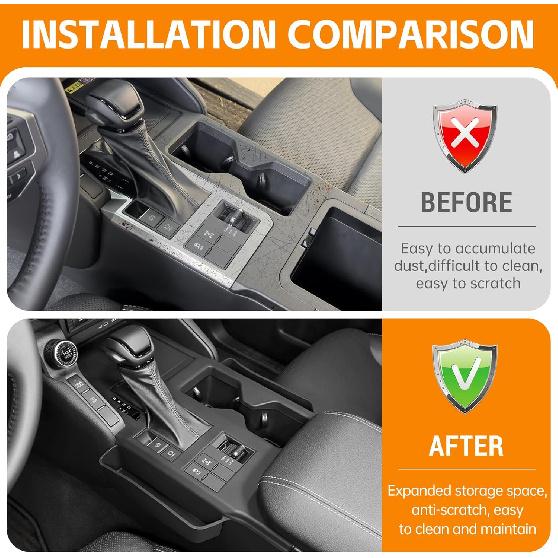 Black Center Console Cover Compatible With 2024 2025 Toyota Land Cruiser First Edition 250/Prado/LC250 Seat Gap Storage Box Center Console Organizer