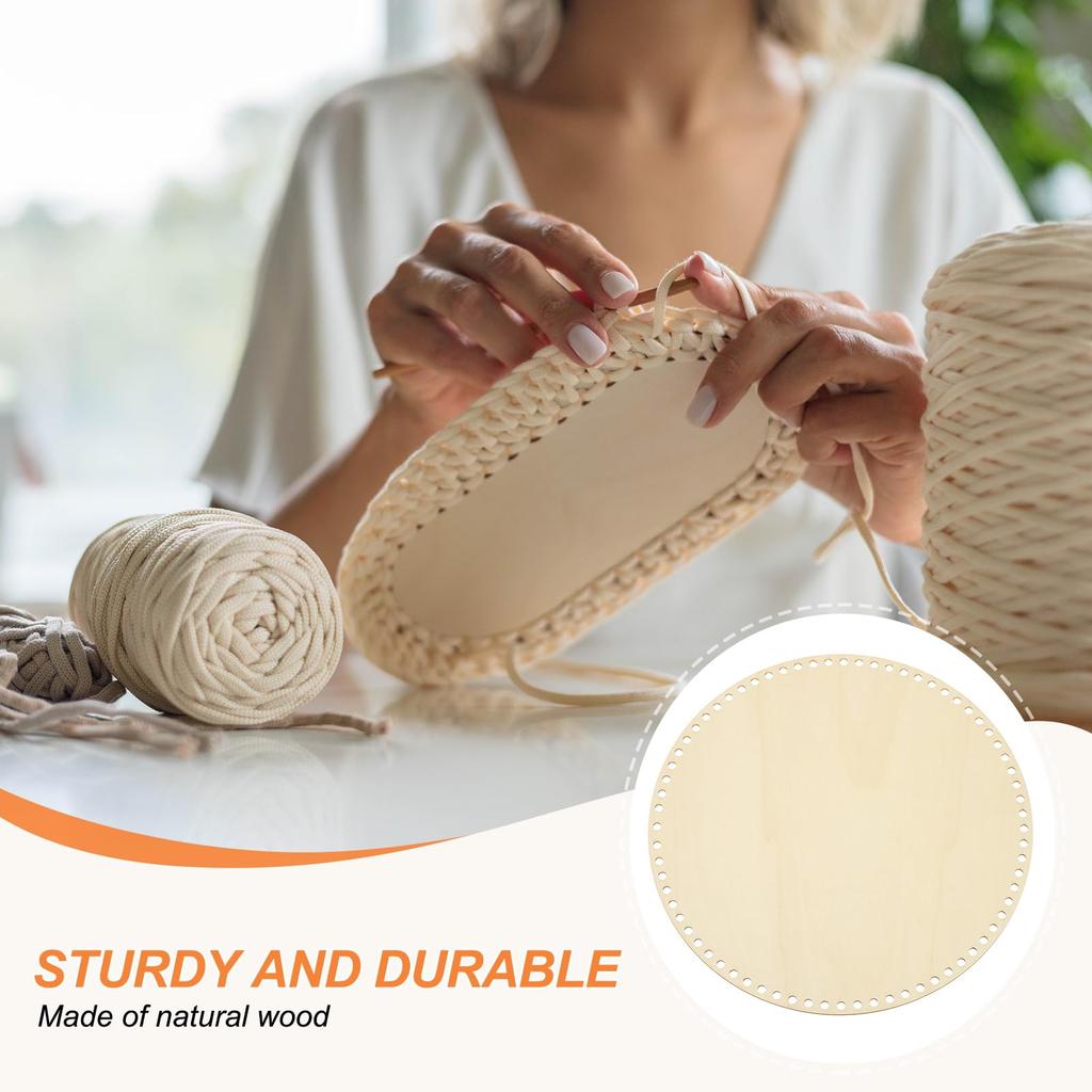 PATIKIL Crochet Basket 10 Basket Round Wooden Base Bag Making Knitting Crochet Shoulder Purse Craft 12-inch Bases, Pieces, Bottoms, Shapers, Supplies,