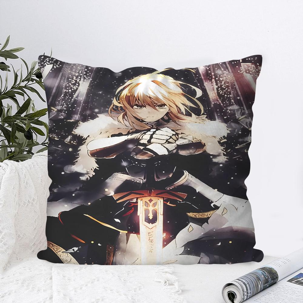 Anime Fate Zero Stay Night Saber Pillow Case Square Pillow Bedroom Sofa Leisure Comfort Cushion Car Living Room Home Decoration