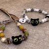 2025 High-End Colorful Braided Rope Cat Bracelet with Beads - New Cartoon Design, Summer Niche Accessory