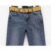 Trendy Double-Breasted Canvas & Rivet Belt - Casual Hollowed-Out Denim Belt with Leather Accents
