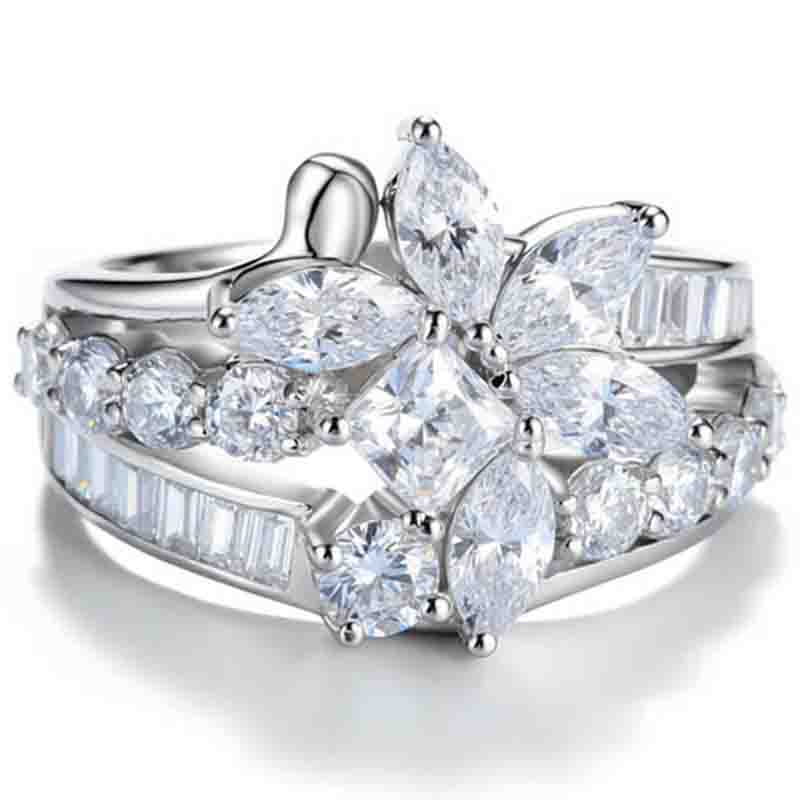 WUIHA Vintage 100% 925 Sterling Silver Lab Sapphire High Carbon Diamonds Gemstone Wedding Engagement Cocktail Ring Fine Jewelry