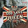 2D Flat 12x8 Inch Metal Wall Art - British Royal Theme, Vintage Style with Crown & Union Jack, Ideal for Living Room, Study, Hot
