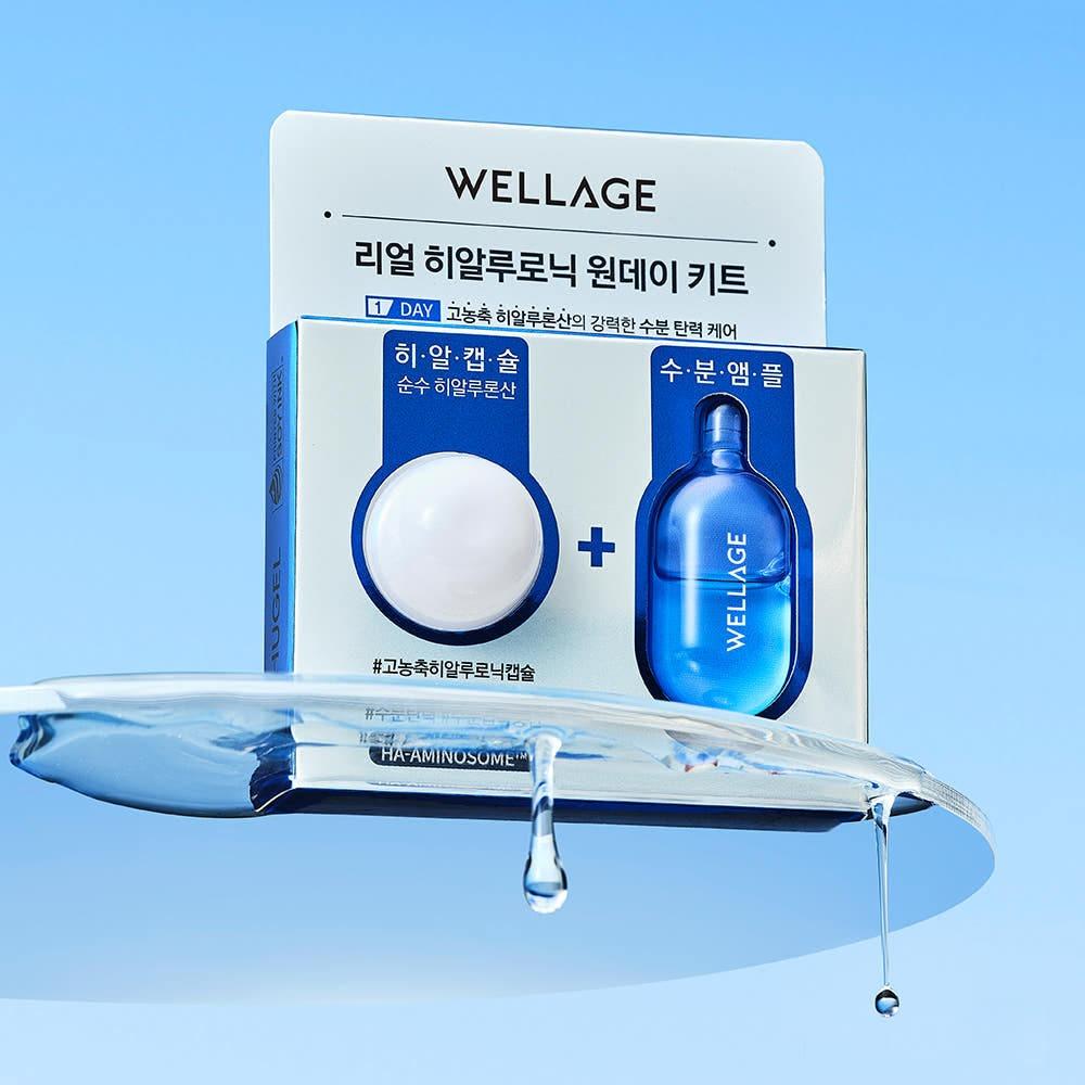 WELLAGE Real Hyaluronic One Day Kit Deep Hydrating Elasticity 7ea Korean Facial Ampoule Moisture Booster