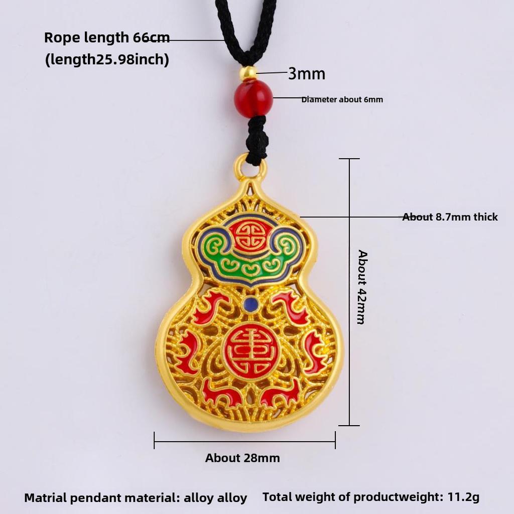 Náhrdelník s přívěskem z pískového zlata Buddha Dragon Yellow Gold Černý provazový řetízek na krk