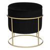 Eliane Upholstered Black and Gold Pouffe with Storage