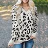 Women's Loose Knitted Star Shape Print Long Sleeve V-Neck Sweater Blouse