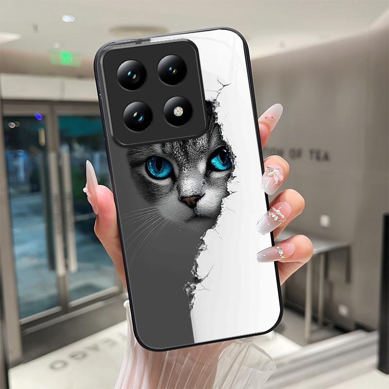 

Beautiful Flower Cute Cartoon Cats Case For Xiaomi Mi 14T / Mi 14T Pro 5G Tempered Glass Phone Case Protective Cover Hard Shell Xiaomi 14T Pro