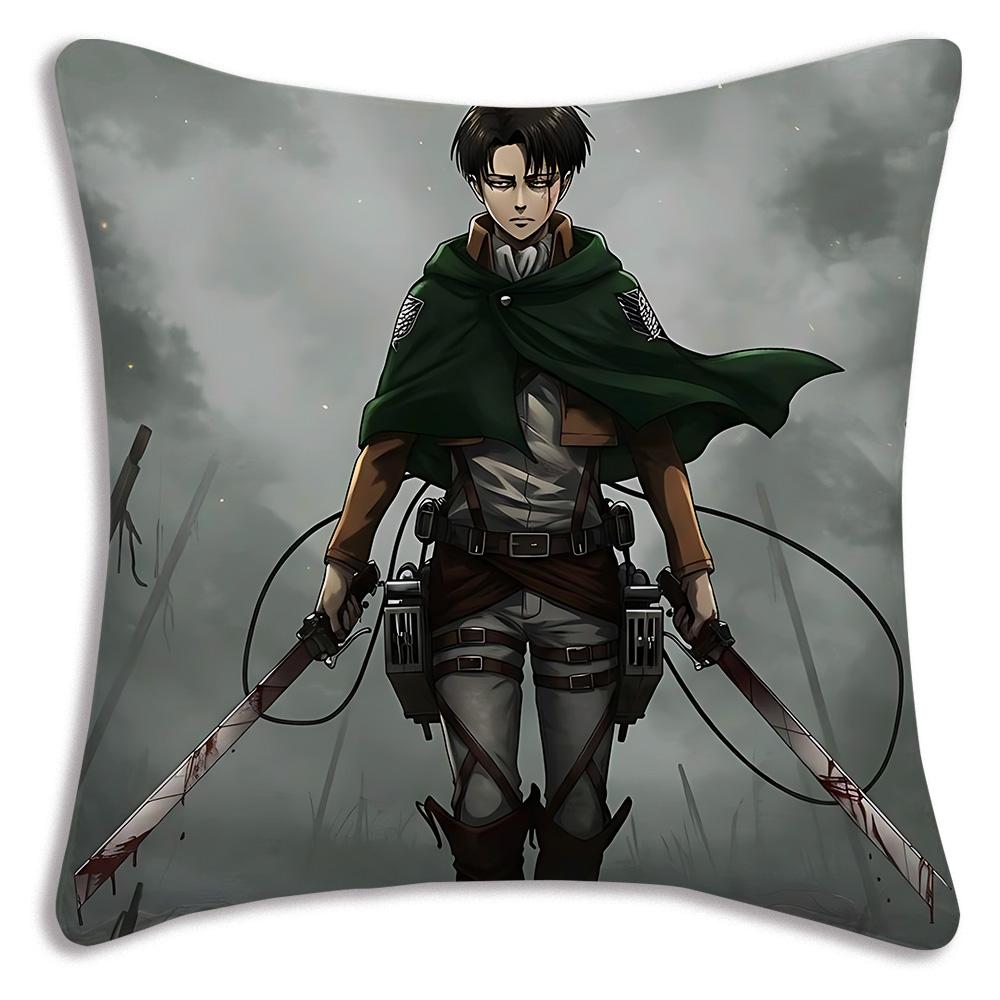 Anime Attacks on Titan Pillow Covers Cartoon Sofa Decorative Home Double-sided Printing Short Plush Cute Cushion Cover