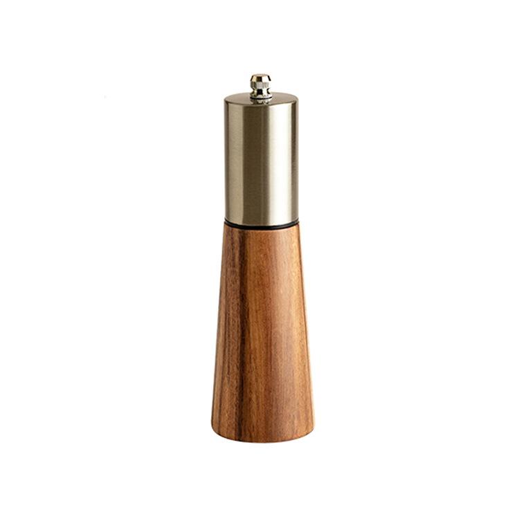 Pepper Coarse Salt Grinder Metallic Acacia Wood Kitchen Seasoning Jar Pepper Mill Set Spice Jar Salt Shaker Kitchen Supplies