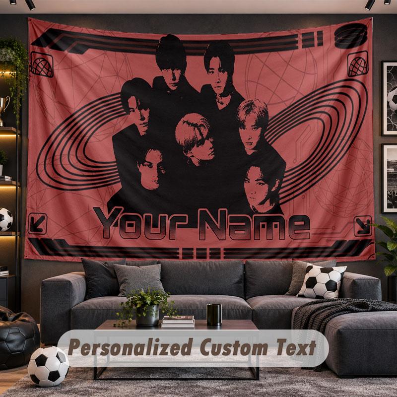 Wall Hanging Tapestry Custom NameENHYPEN Pattern Personalized Printed Fabric Wall Decor