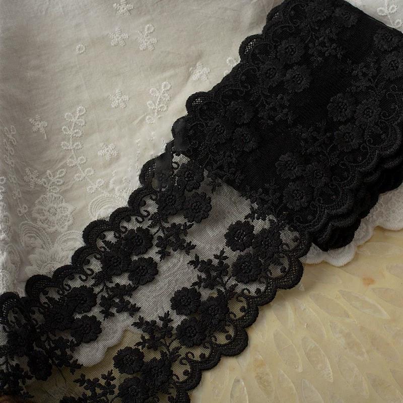 

1 ярд Красочный Хлопок Вышитые Цветы Кружевная Ткань Шторы Платья DIY Швейные Принадлежности чёрный
