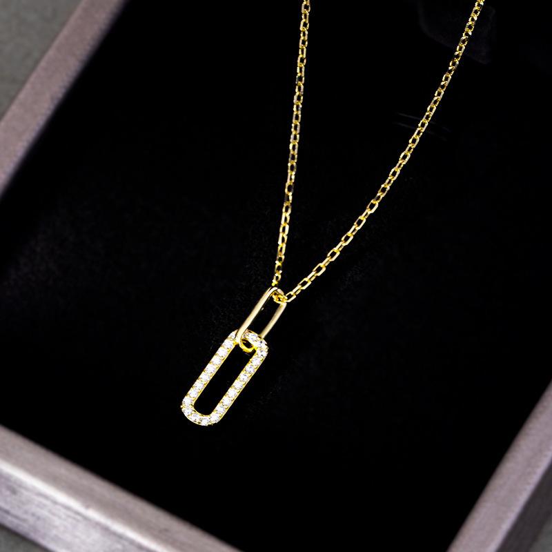 

Серебряное колье Banyan Tree S925 с геометрической застежкой-скрепкой и сверкающим бриллиантом 925 Silver