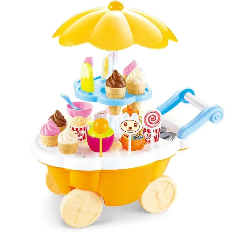

39pcs Ice Cream Kitchen Playset- Includes Push Cart & Squeeze-play Cones, Sparks Role-play Fun and Social Creativity