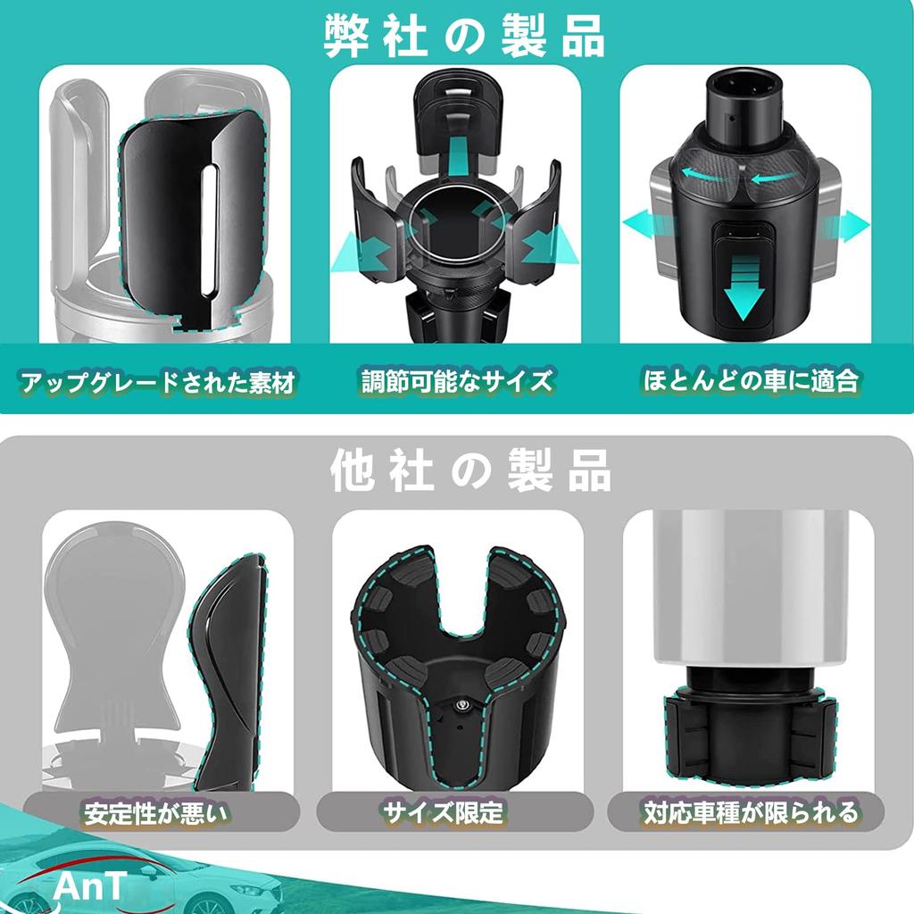 2023 AnT Auto Getränkebecher Geteilter Becherhalter für Verstellbar von Passt Großes Wasser Verstellbar Doppelt Einfach für Fahrer- und Beifahrersitze [Verbessertes Modell]