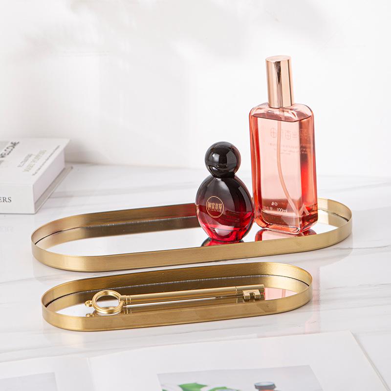 Nordic Light Luxury Jewelry & Cosmetics Storage Tray with Mirror for Desktop Decor and Aromatherapy