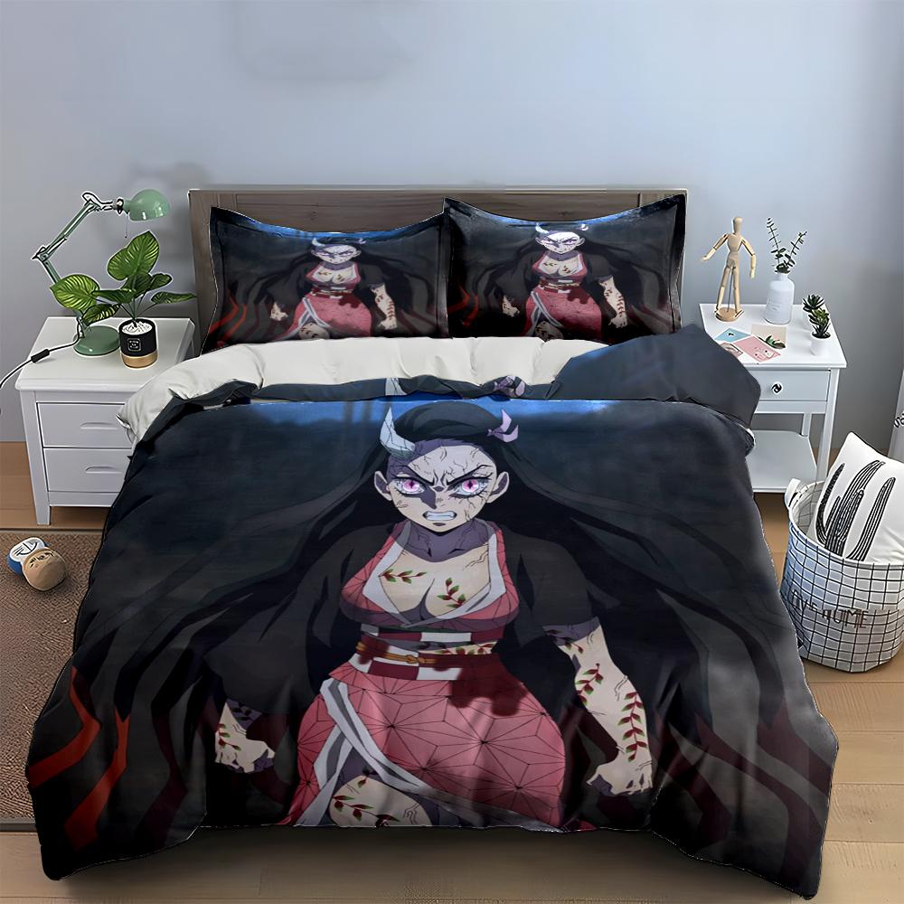 Demon Girl Anime Bedding Set Bedding set (1 duvet cover, 2 pillowcases, duvet not included)