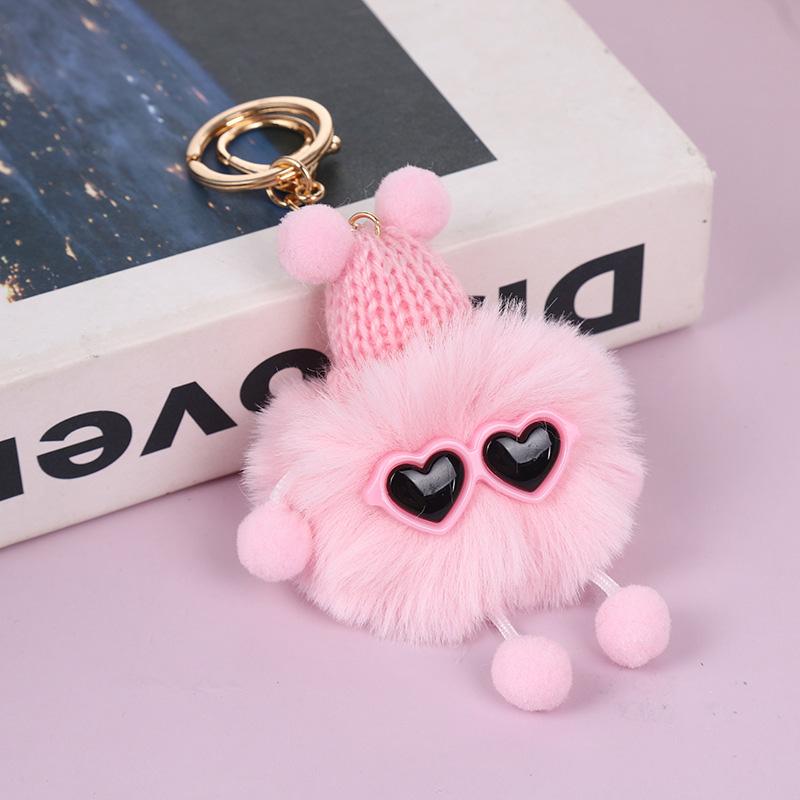 1PC Elfin Cute Backpack Charm Multicolor Plush Handbag Decoration Small Briquettes Keychain Key Chains