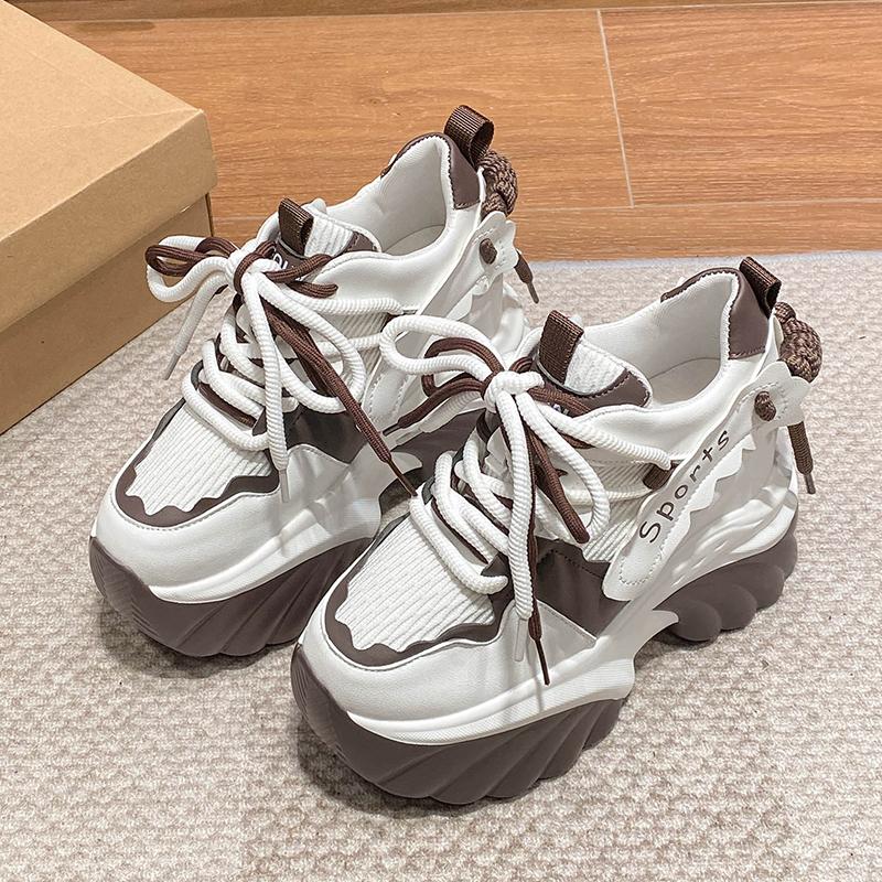 Fashion Women Mesh Chunky Sneakers Autumn High Platform Shoes 10CM High Heels Wedges Casual Shoes Woman Breathable Sports Dad Sneakers