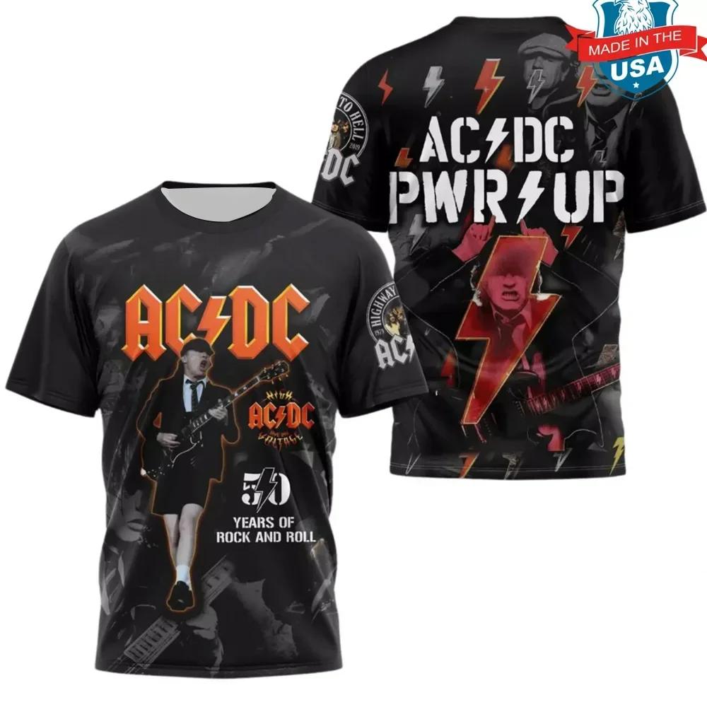 ETST 005 2025Zomer Herenkleding Rockband T-shirts AC-DC 3D Geprint Jongen Meisje Korte Mouw Tees Hip Hop Mode Ronde Hals Casual Tops 6XL