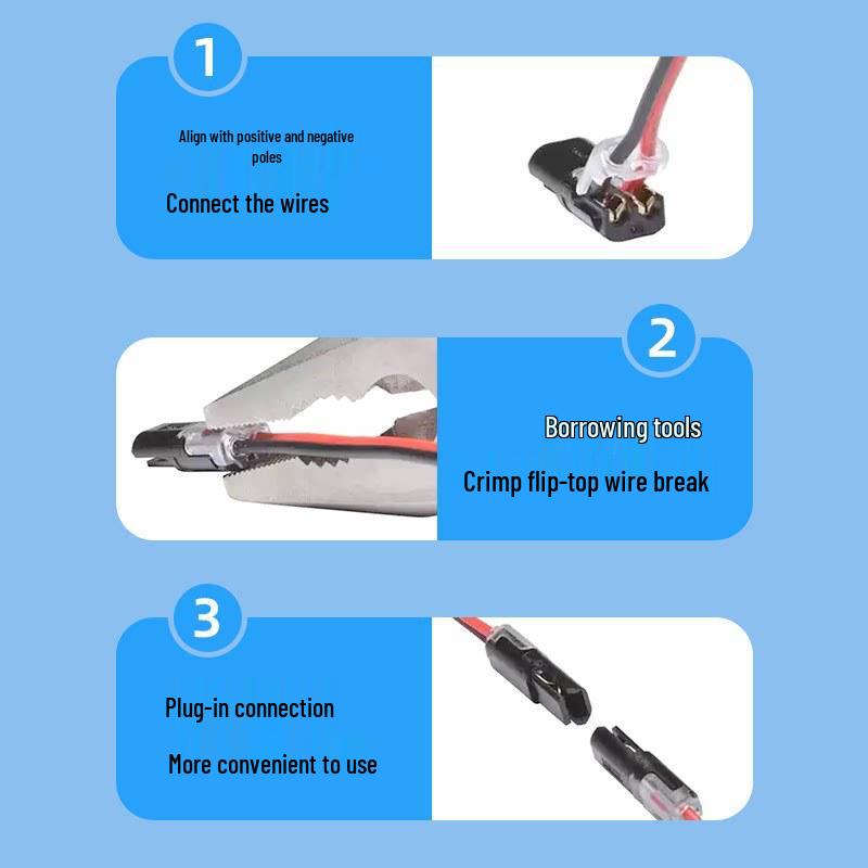 LED Strip Light Terminal Block: Quick Connect, Interlocking, Removable 2P Double Wire Connector