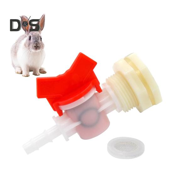 2Pcs Rabbit Watering Bucket Connector Kit Bulkhead Fitting Barb Ball Valve Mesh Washer Drinking System Connector for 5/16" ID Hose Connector