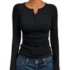 TIFICY Camicette e camicie con scollo a V a maniche lunghe con stampa tinta unita primavera autunno moda casual da donna