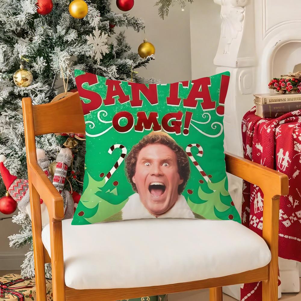 

Christmas Comedy Movies E-Elf Pillow Case Silky Short Plush With Invisible Zipper Dustproof Sofa Cushion Cover 12x12Inch