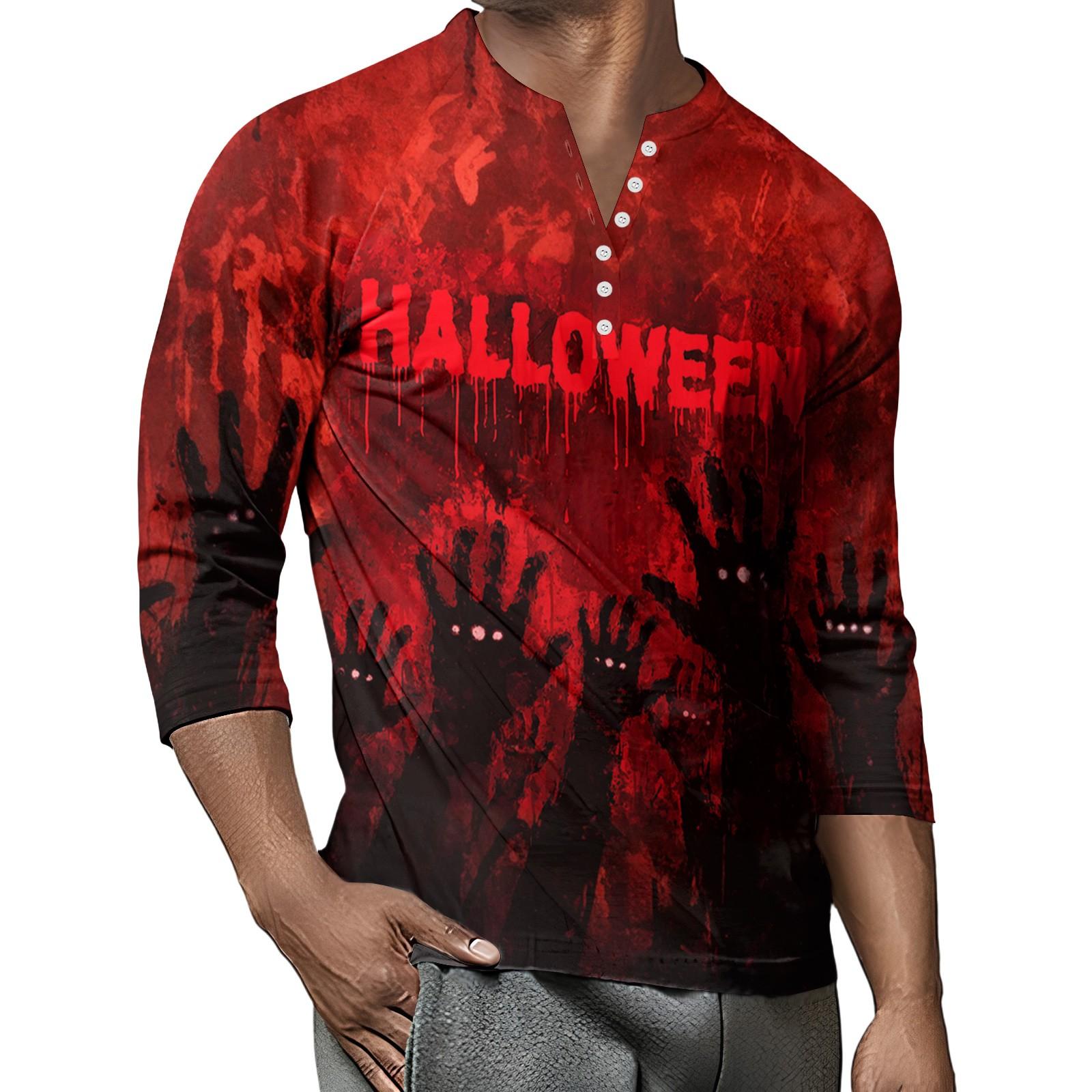 

Men s Button-Down Contrast Raglan 3/4 Sleeve Top S Кіновар